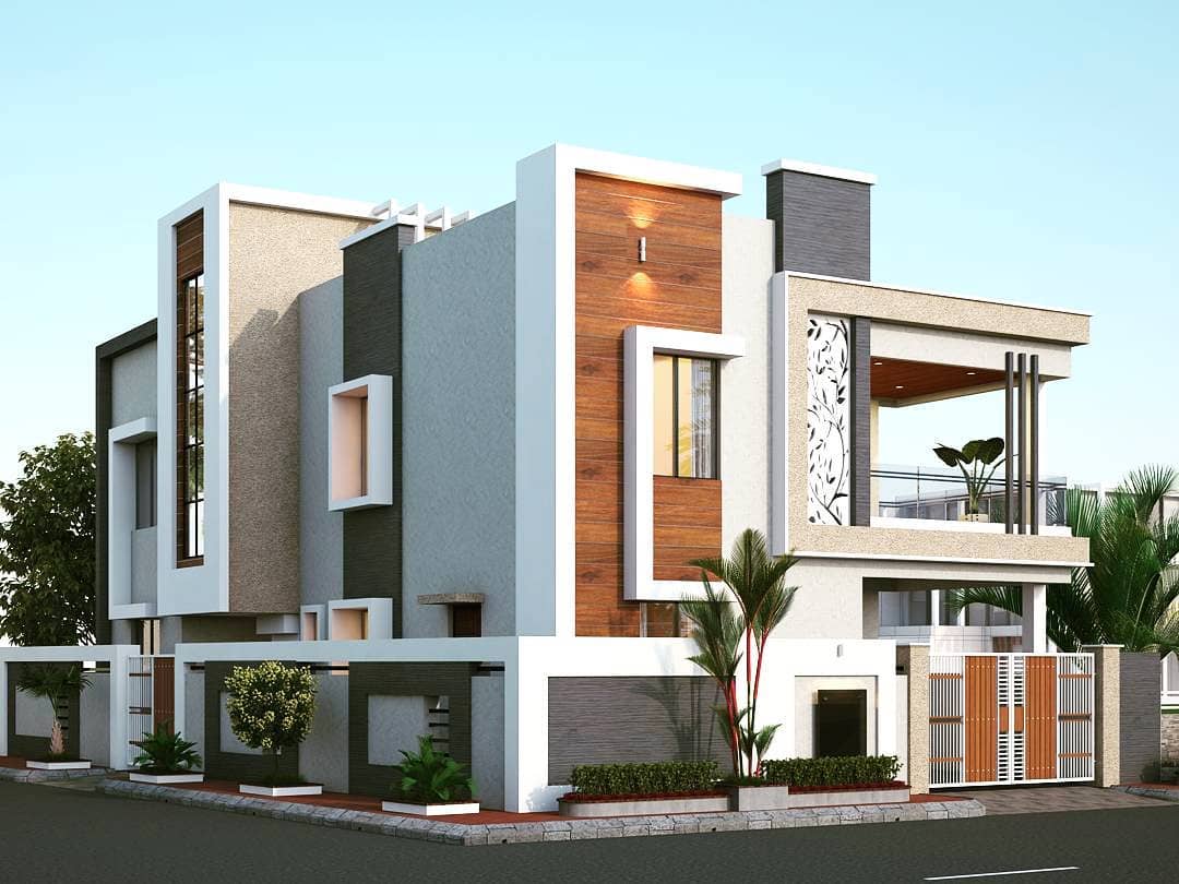 Modern house architecture design in Bhopal by AMR BuildTech – space optimization